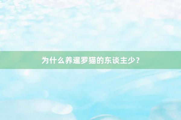 为什么养暹罗猫的东谈主少？
